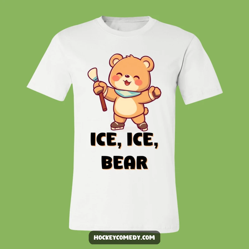 Funny Bear Hockey T-Shirt: Joyful Character Pose, Awesome Gift for Sports Fans