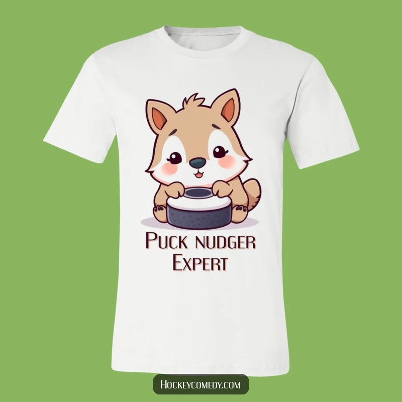 Funny Playful Animal Hockey T-Shirt - Cute Nose Nudge Puck Tee