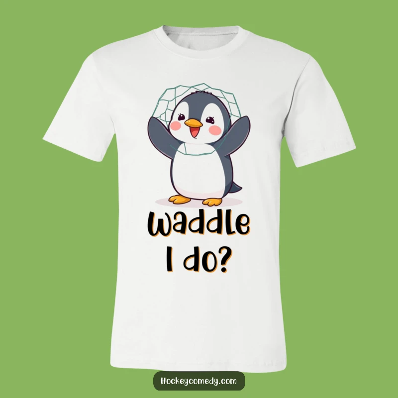 Funny Penguin Hockey T-Shirt: Enthusiastic Goalie Tee for Fans