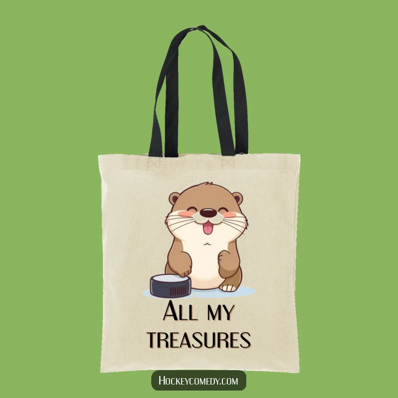 Funny Otter Hockey Tote Bag - Cheerful Sports Accessory, Gift