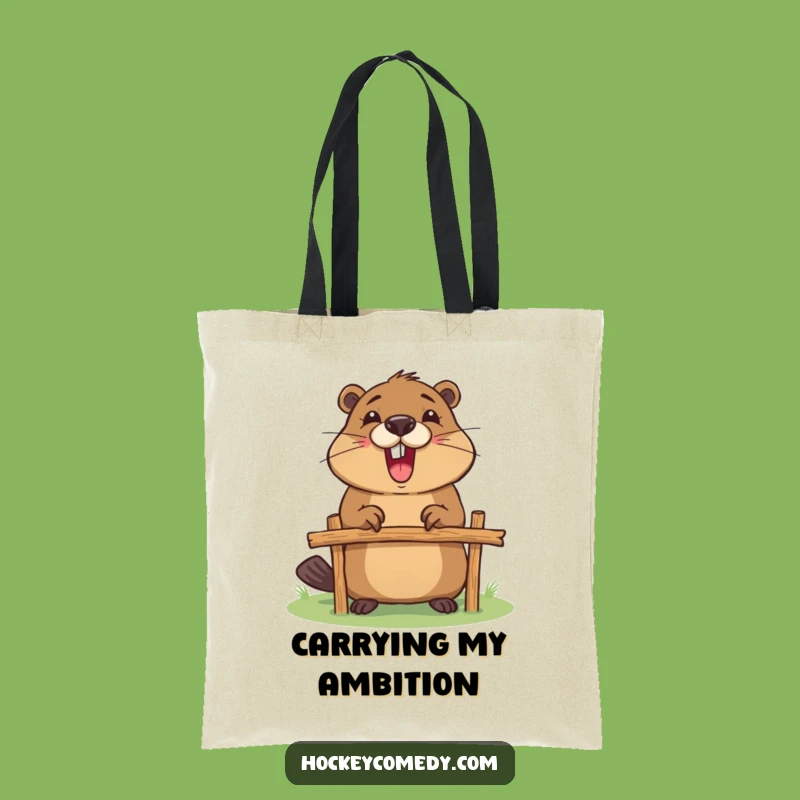 Funny Beaver Goalpost Tote Bag: Carry Your Tools and Enthusiasm