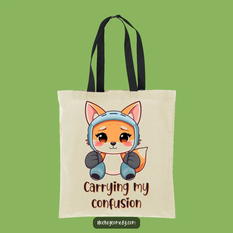 Funny Confused Fox Hockey Player Tote Bag - Carry Your Laughs!