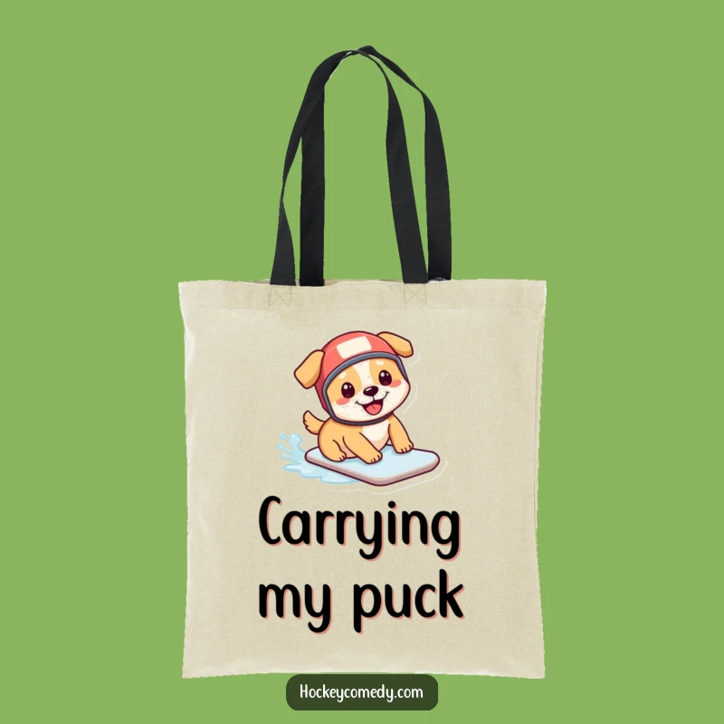 Funny Hockey Dog Tote Bag: Carry Your Laughs with this Adorable Pup