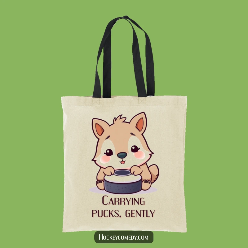 Funny Playful Animal Tote Bag - Carry Charm, Nudge a Puck Gift
