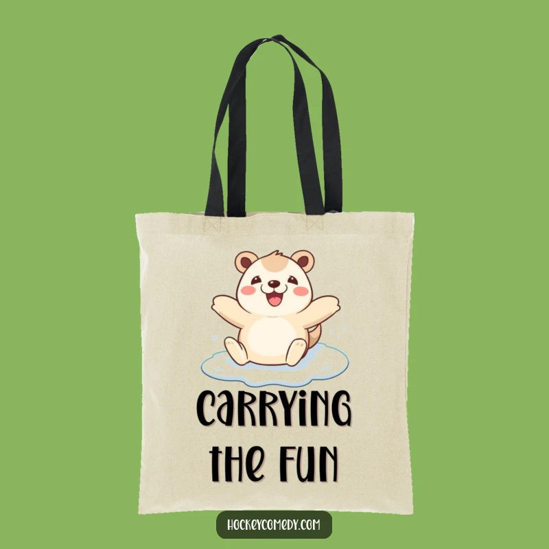 Funny Animal Ice Skating Tote Bag - Carry Your Winter Joy Gift