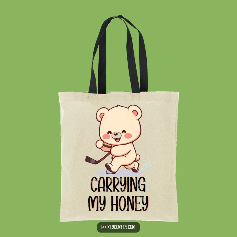 Funny Bear Hockey Tote Bag: Clumsy Deke Carryall for Essentials