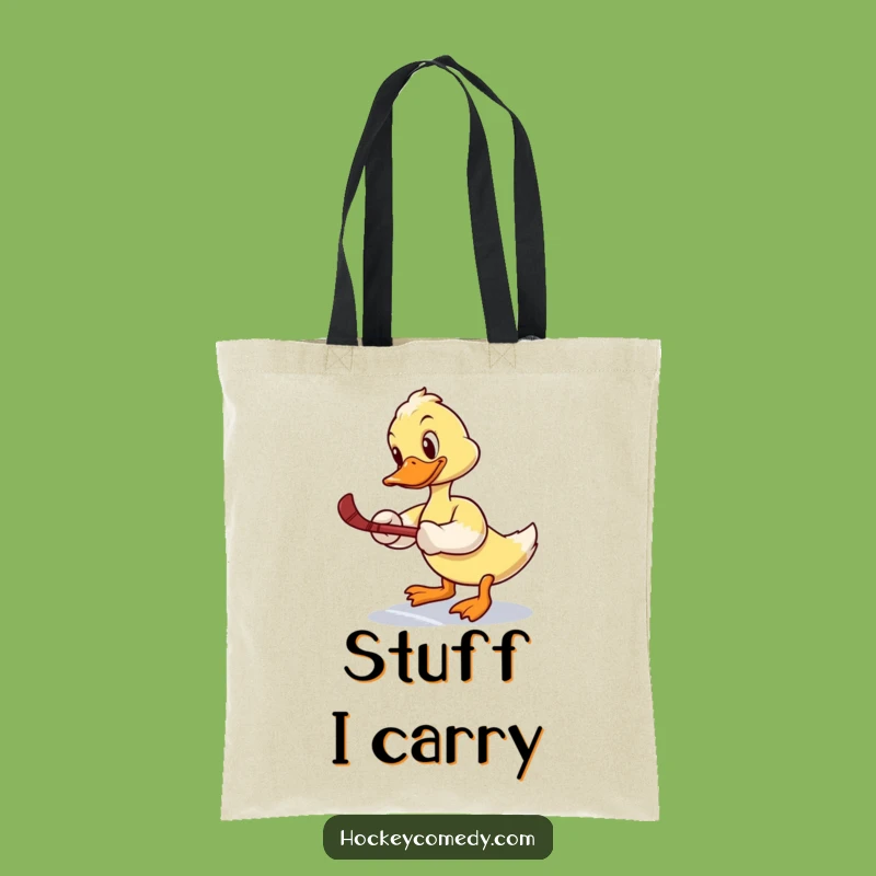 Funny Duck Hockey Tote Bag: Carry Your Essentials with this Determined Bird