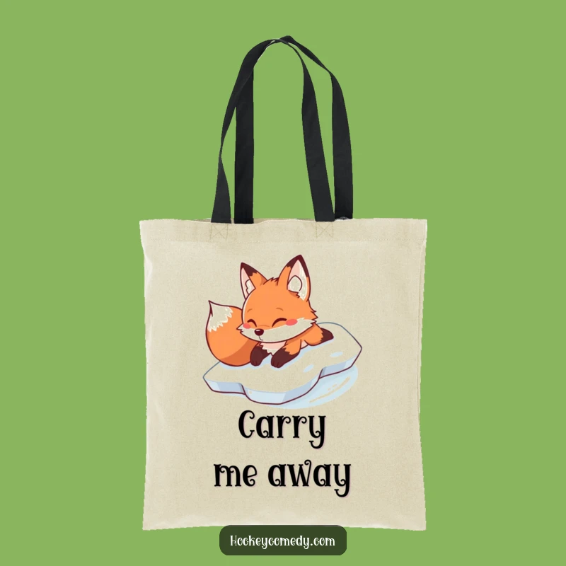 Funny Fox Ice Slide Tote Bag - Carry Your Humor, Gift
