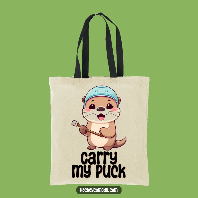 Funny Otter Hockey Tote Bag: Cute Helmet Carryall for Essentials