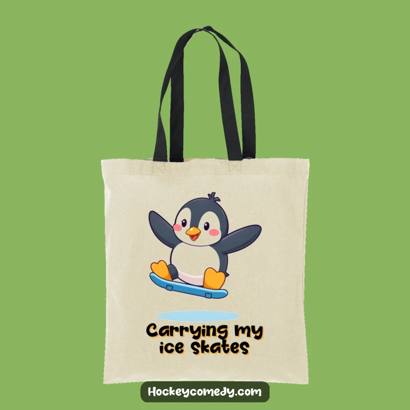Funny Penguin Skater Tote Bag: Carry Your Gear with Cool Flair - A Funny Gift