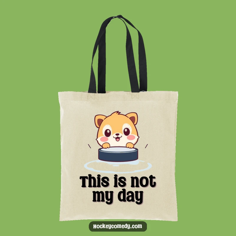 Funny Surprised Animal Tote Bag - Carry Your Humor, Witness Hockey Puck Shock