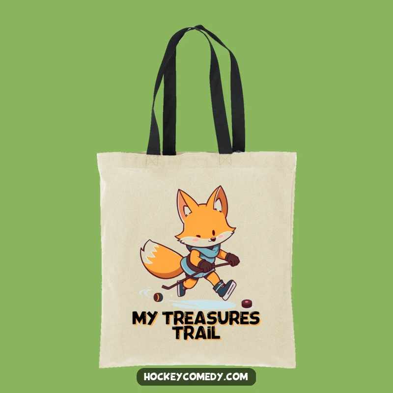 Funny Fox Hockey Tote Bag: Zigzag Skater Carryall for Essentials