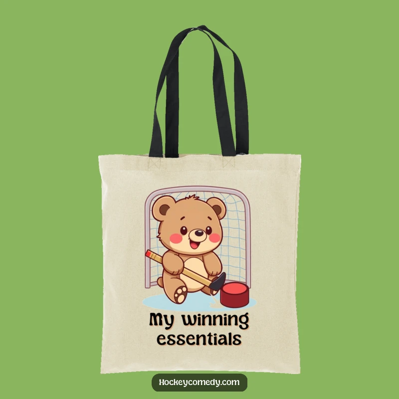 Funny Bear Cub Hockey Tote Bag - Carry Your Game Day Essentials!